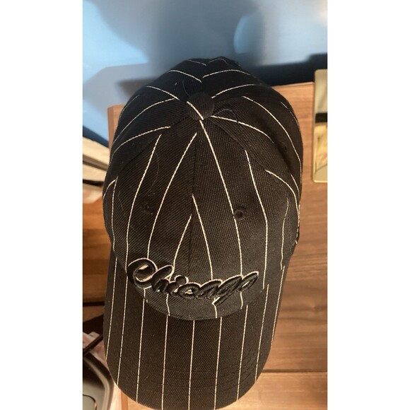Chicago Windy City Strapback Hat Black White Pinstripe Baseball Cap - Picture 6 of 8